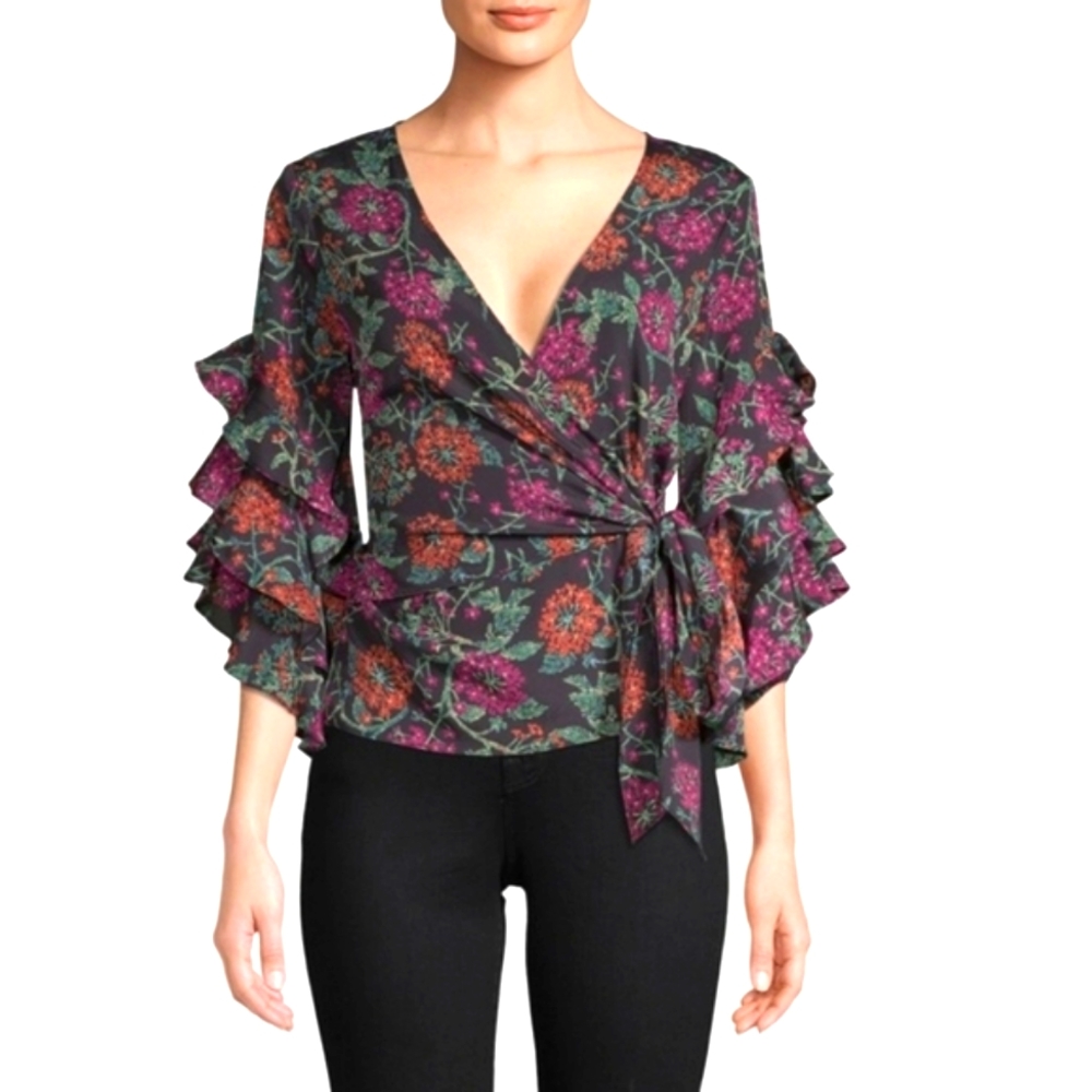 💥SALE💥HP🎉 Likely Night Garden Wren Wrap Top - Picture 2 of 8